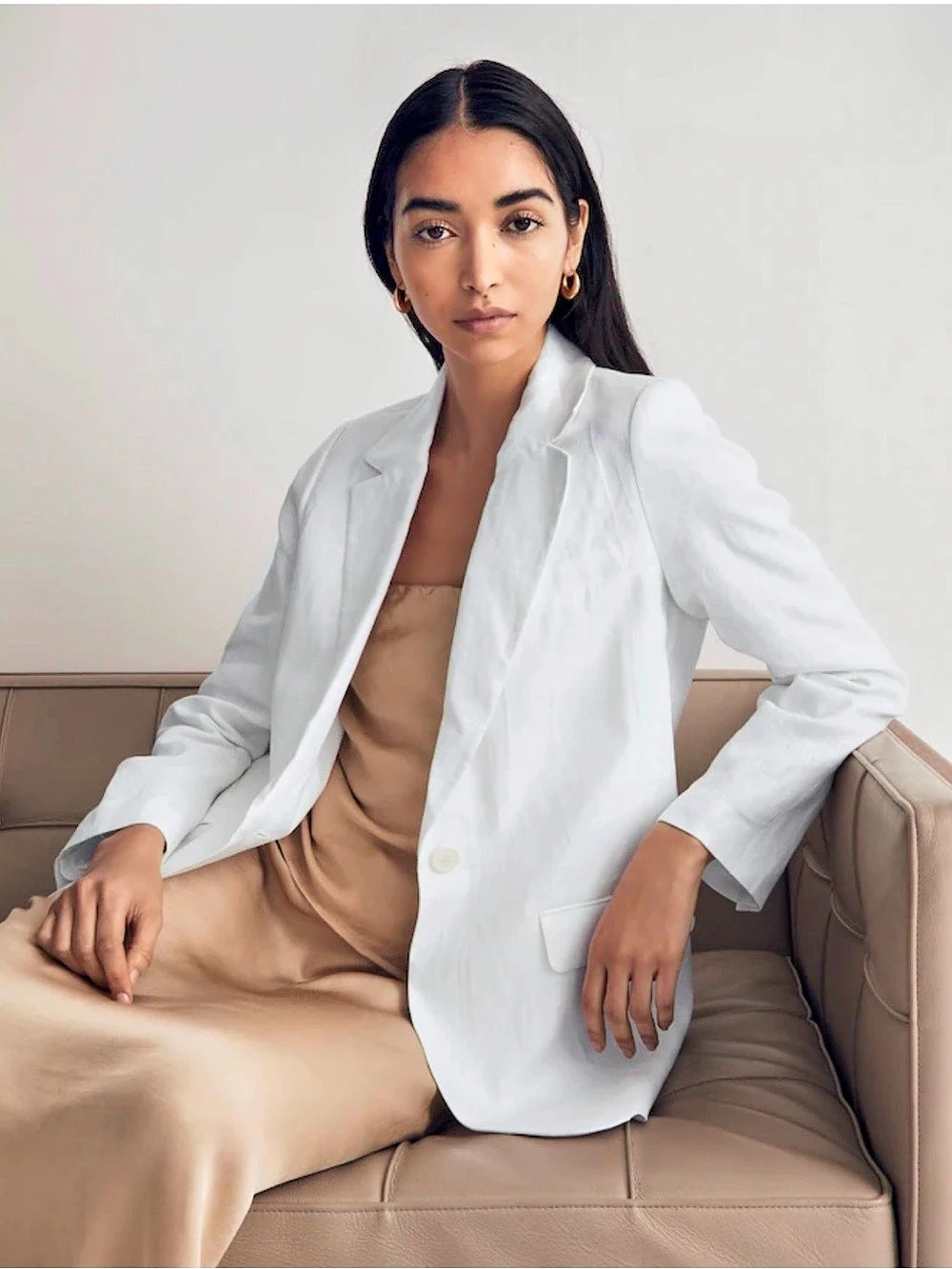 Madewell The Larsen Blazer in Linen White Blazer